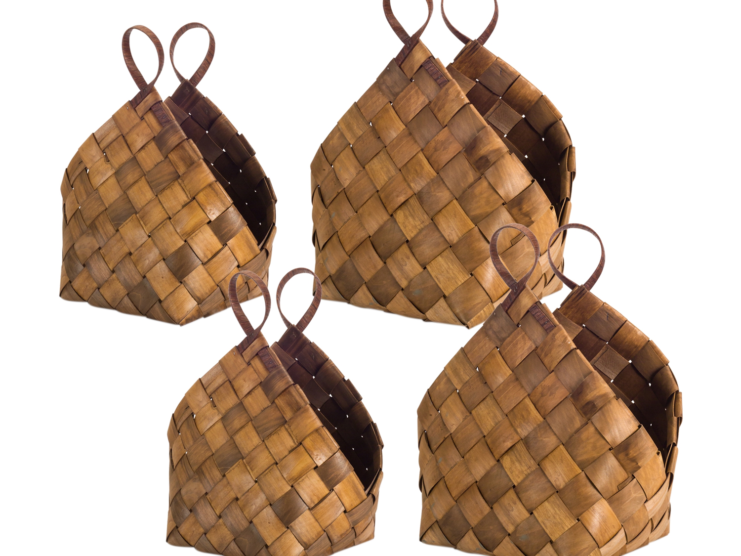 Woven Metasequoia Wood Basket with Handles (Set of 4)