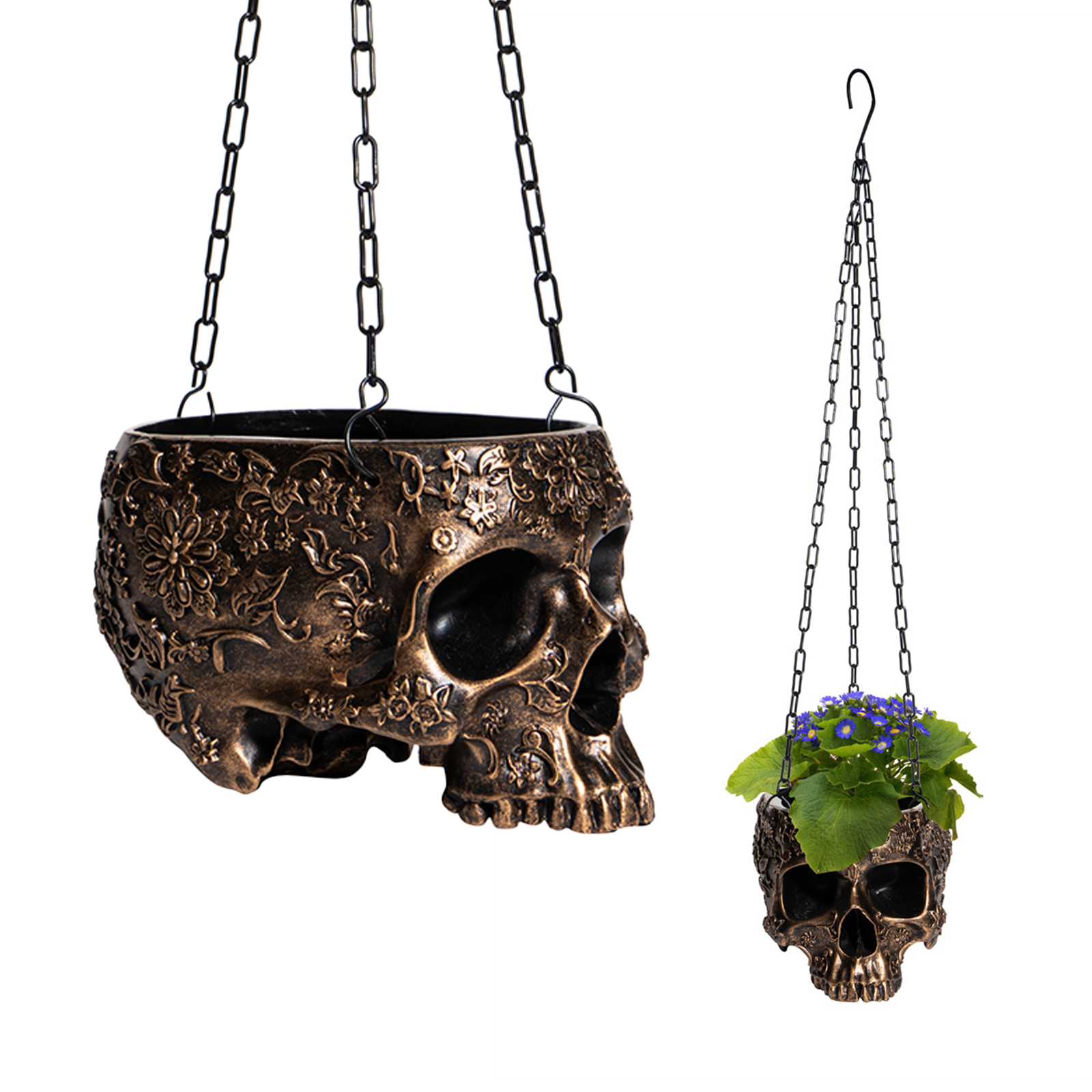 Halloween Hanging Skull Planter or Candy Bucket for Trick or Treat