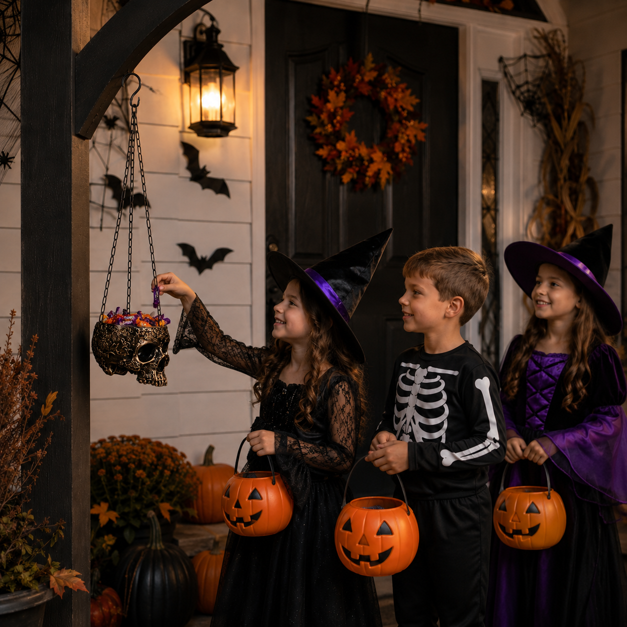 Halloween Hanging Skull Planter or Candy Bucket for Trick or Treat