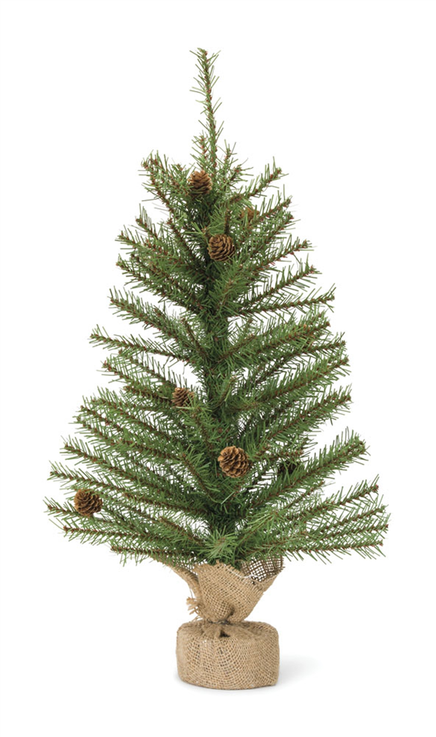 Mini Pine Tree with Burlap Bag Base and Pinecone Accents (Set of 2)