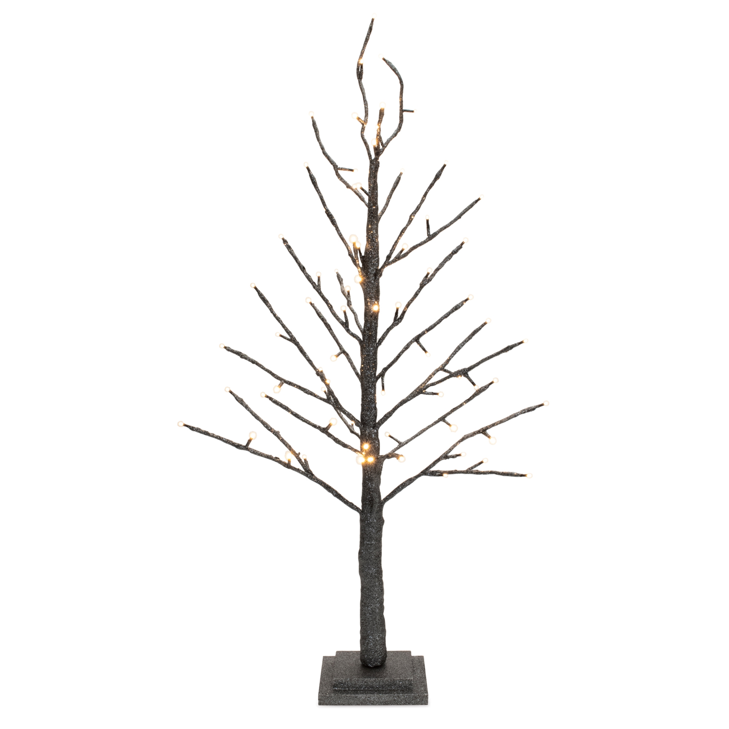 LED Black Glittered Twig Tree 36"H
